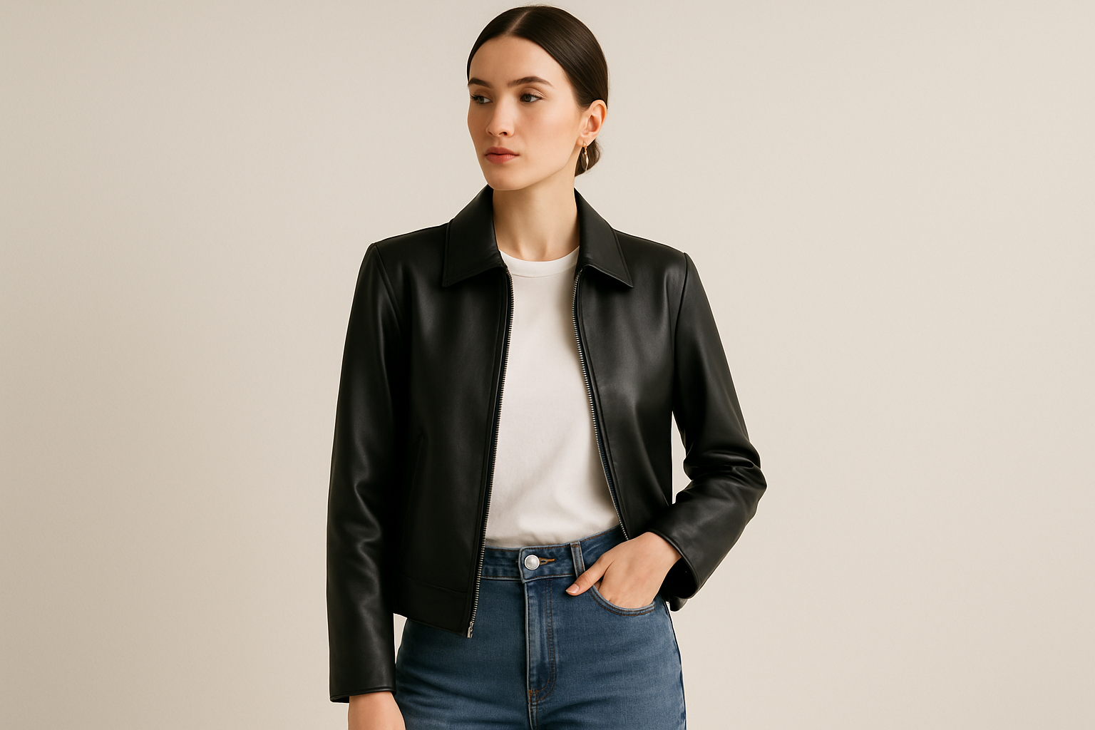 Minimalist Women’s Leather Jacket Styling